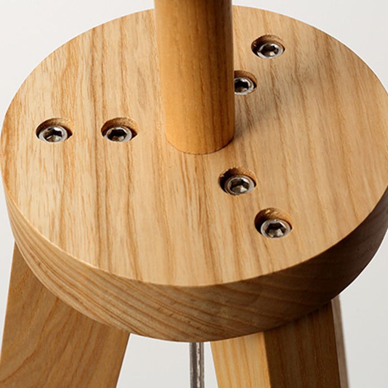 Ozawa Floor Lamp Triangle Vintage, Wooden/Fabric, Beige, Living Room - Lumpaz