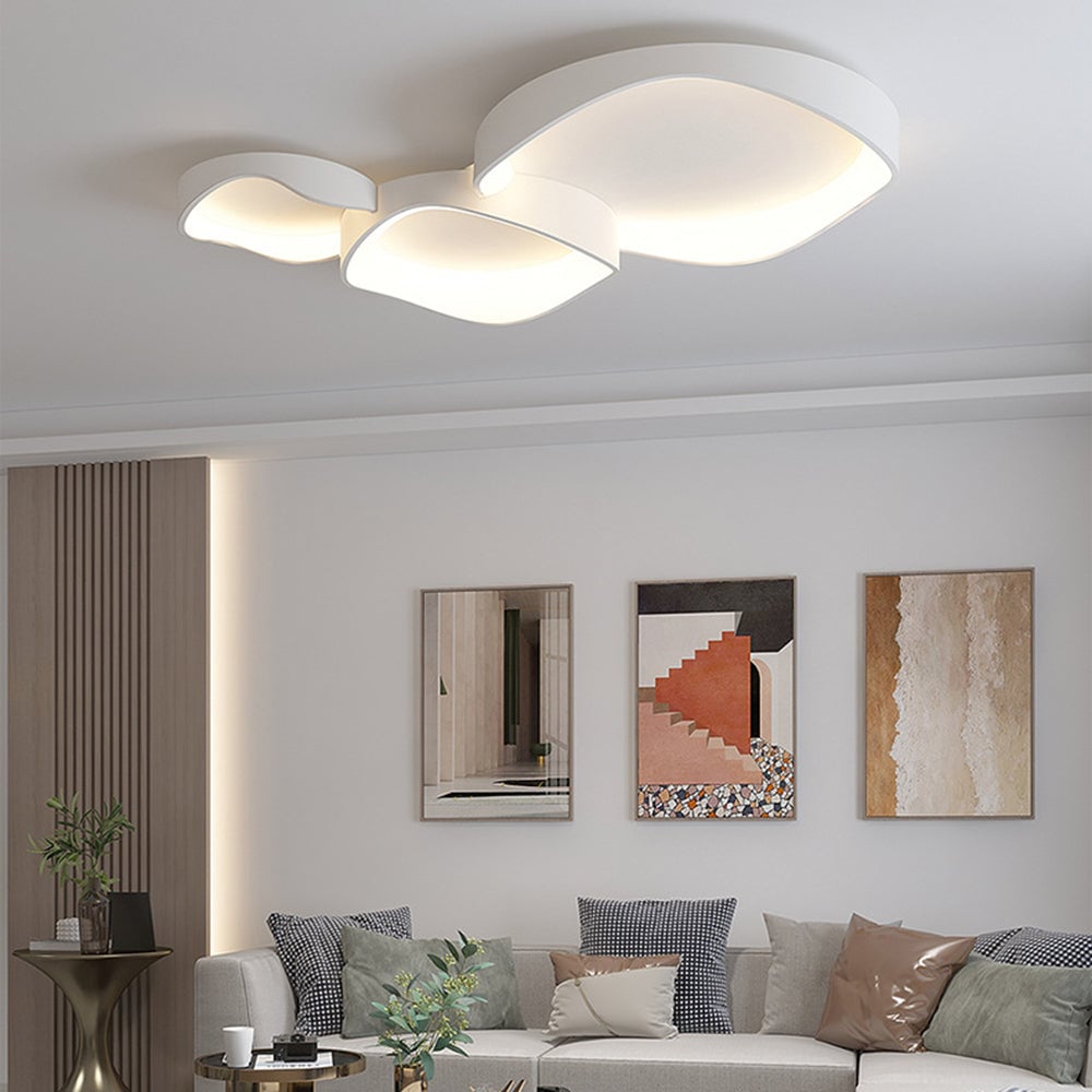 Arisha Modern Wave Flush Mount Ceiling Light White Living Room - Lumpaz