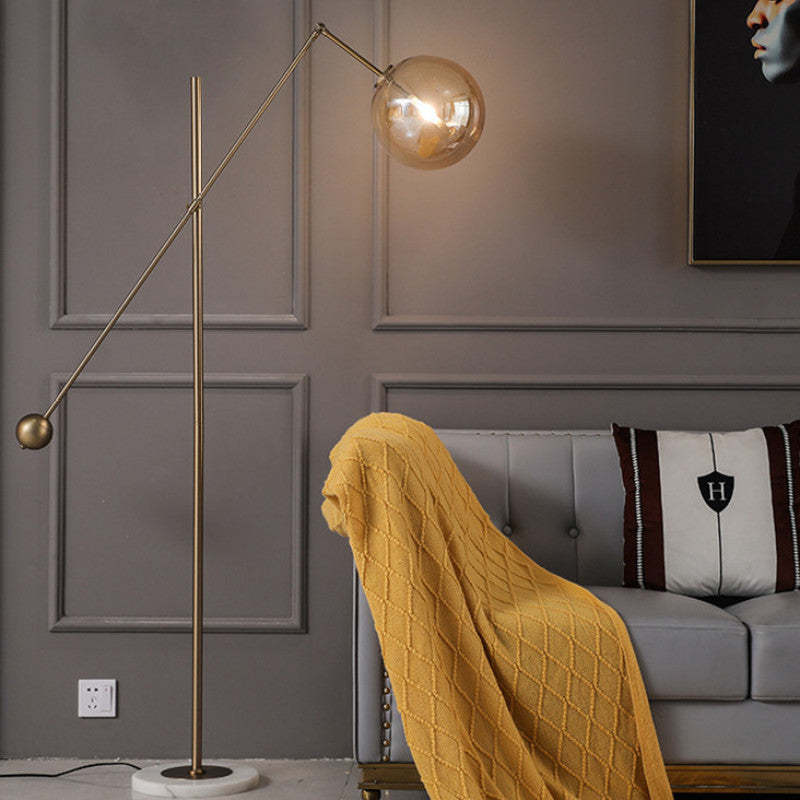 Valentina Artistic Geometric Arc Metal Floor Lamp Black/Blue - Lumpaz