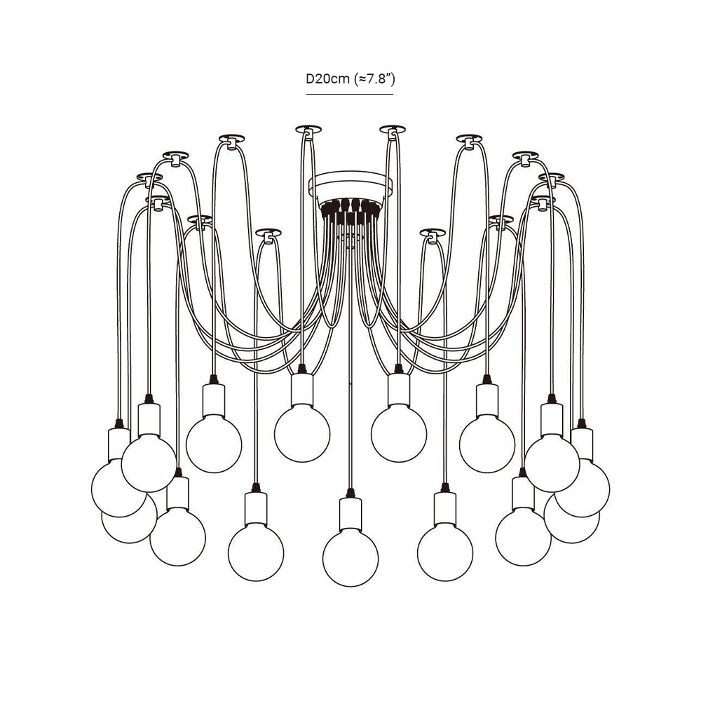 Alessio Retro Country LED Spider Chandelier, Black/White - Lumpaz