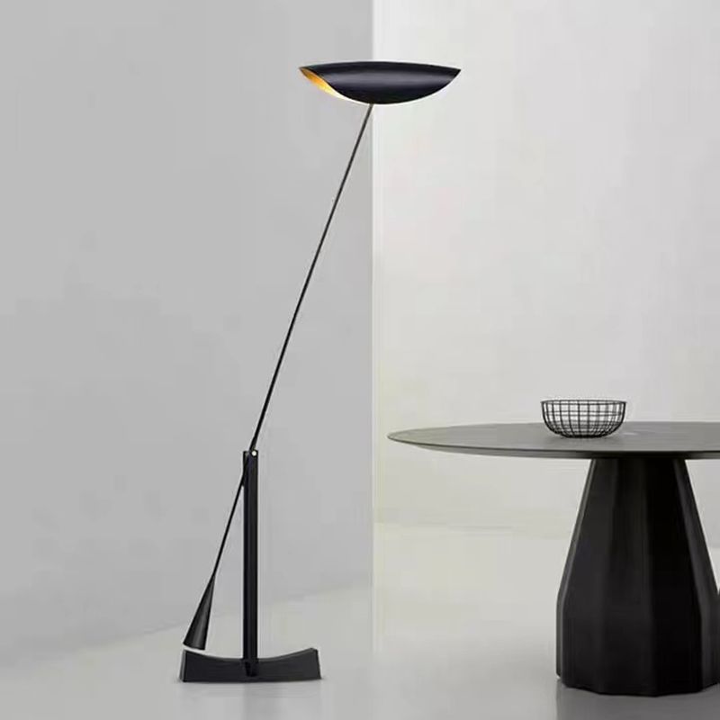 Carins Modern Bowl Linear Metal Floor Lamp,Black - Lumpaz