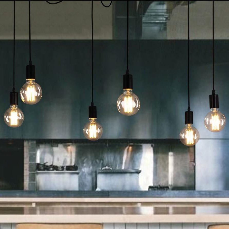 Alessio Retro Country LED Spider Chandelier, Black/White - Lumpaz