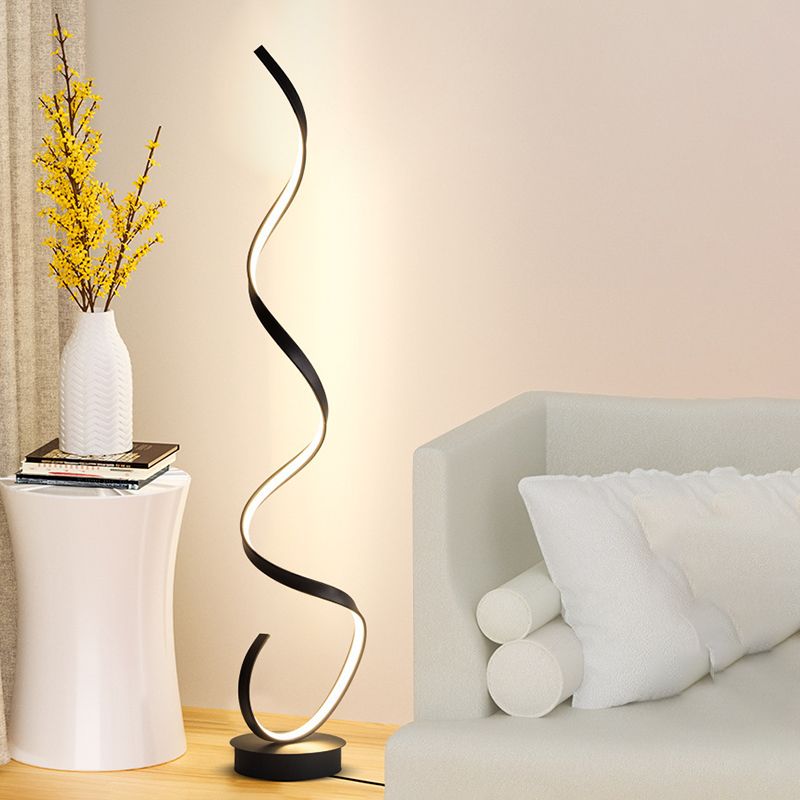 Modern Steamline Minimalist linear Floor Lamp, White/Black - Lumpaz