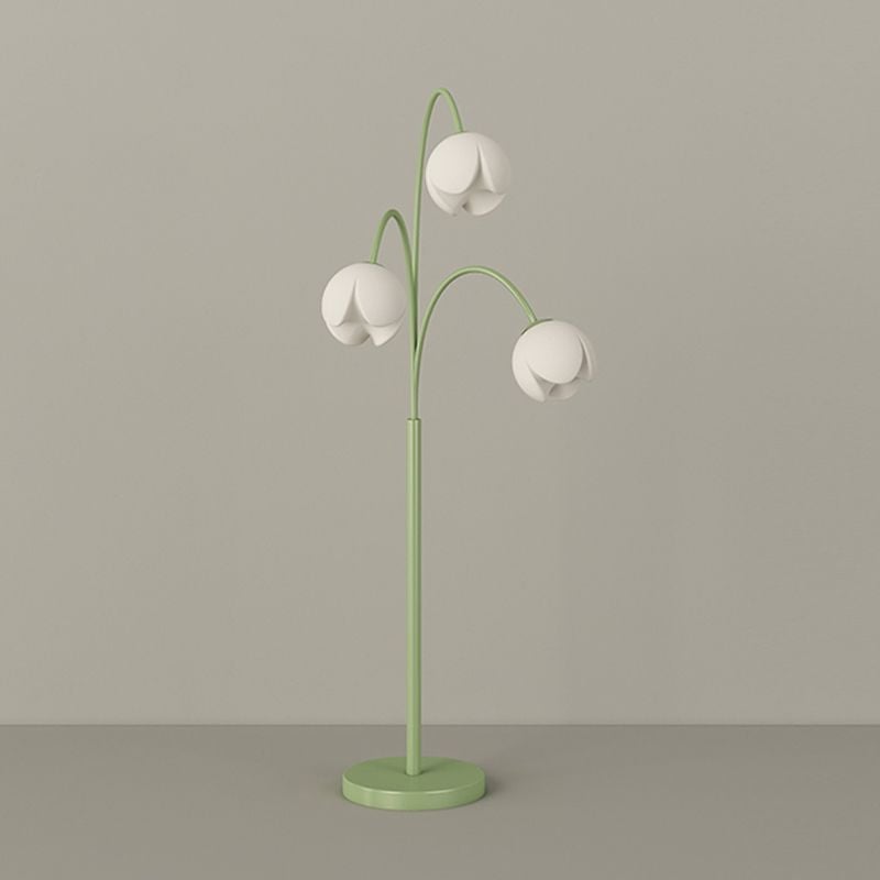 Lily Nordic 3 Lights Flower Metal Glass Floor Lamp,Green Pink - Lumpaz