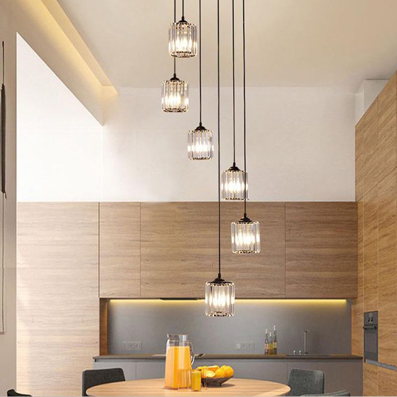 Kristy Modern Minimalist Metal/Glass Chandelier Black Living Room - Lumpaz