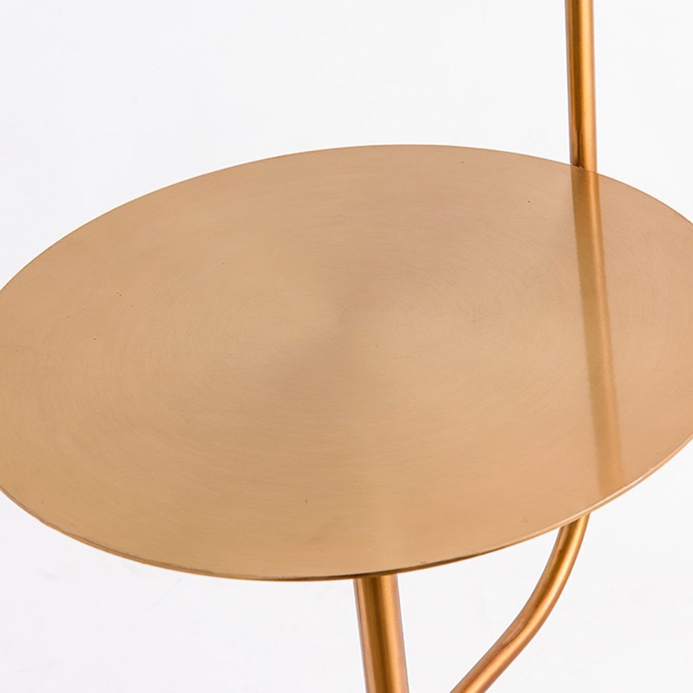 Salgado Minimalist Metal Floor Lamp With Table, Black/Gold - Lumpaz