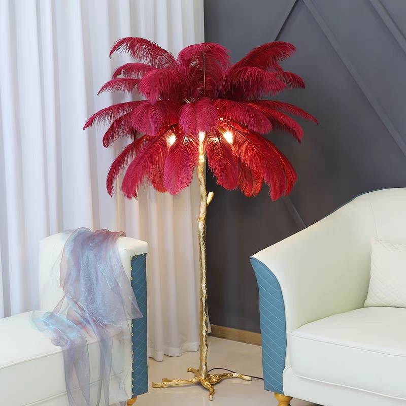 O'Moore Nordic Luxury Unique Ostrich Feather Floor Lamp/Table Lamp - Lumpaz