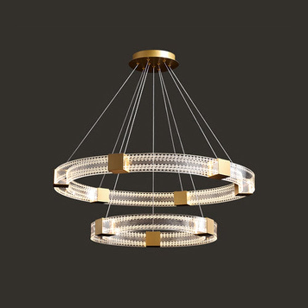 Evette Modern Round/Oval Acrylic/Metal Pendant Light, Gold - Lumpaz