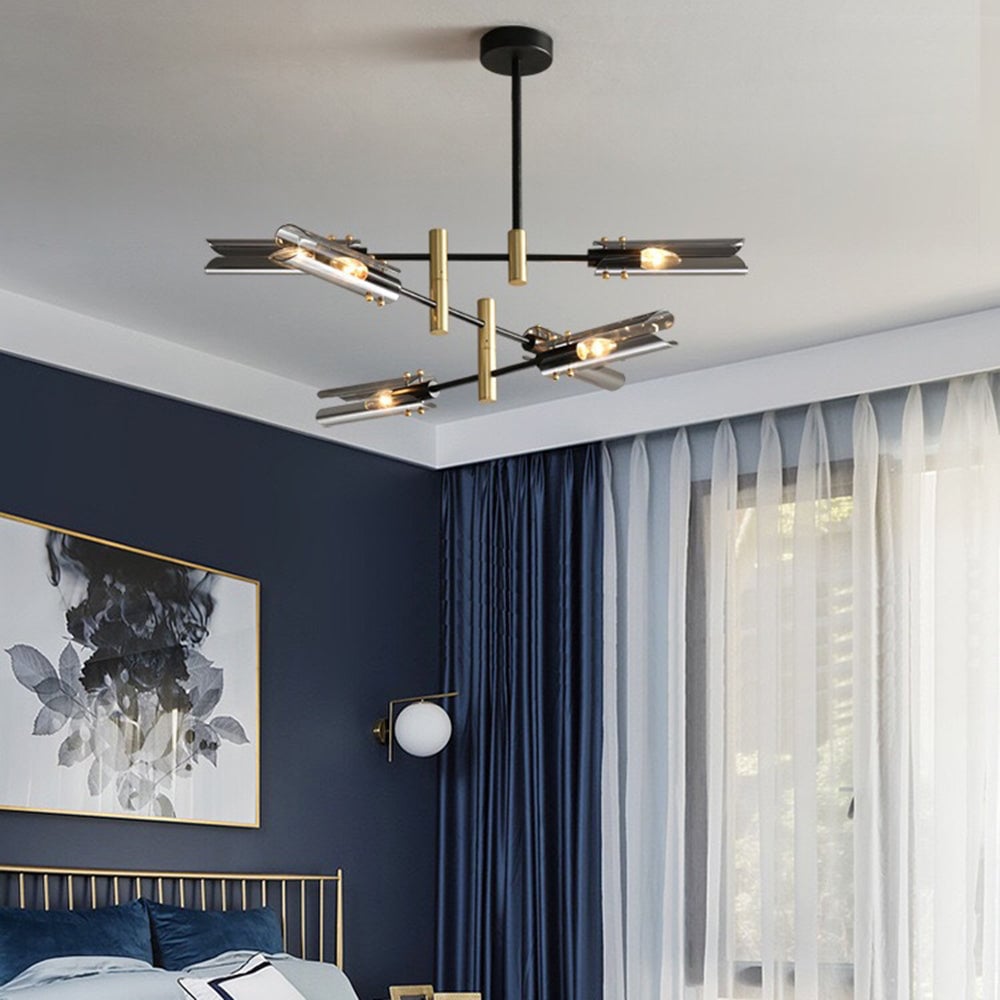 Sanna Modern Metal/Glass Semi-Flush Mount Ceiling Light, Gray/Amber - Lumpaz