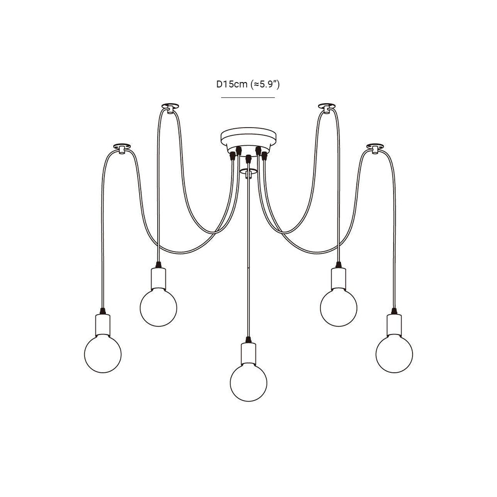 Alessio Retro Country LED Spider Chandelier, Black/White - Lumpaz