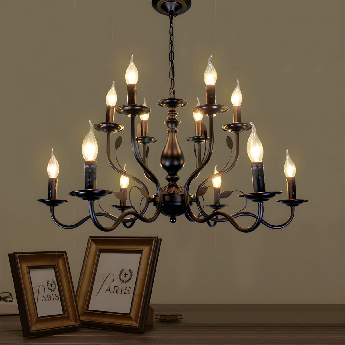 Silva Transitional Candle Chain Chandelier, Black - Lumpaz