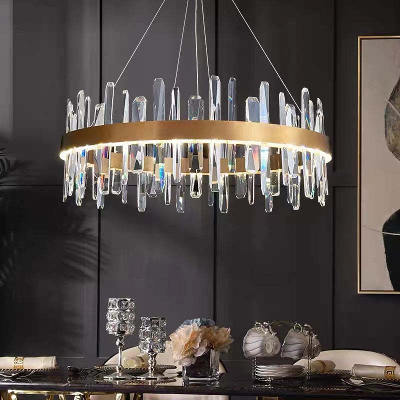 Marylin Modern Crystal Ring Chandelier, Stainless Steel & Crystal - Lumpaz