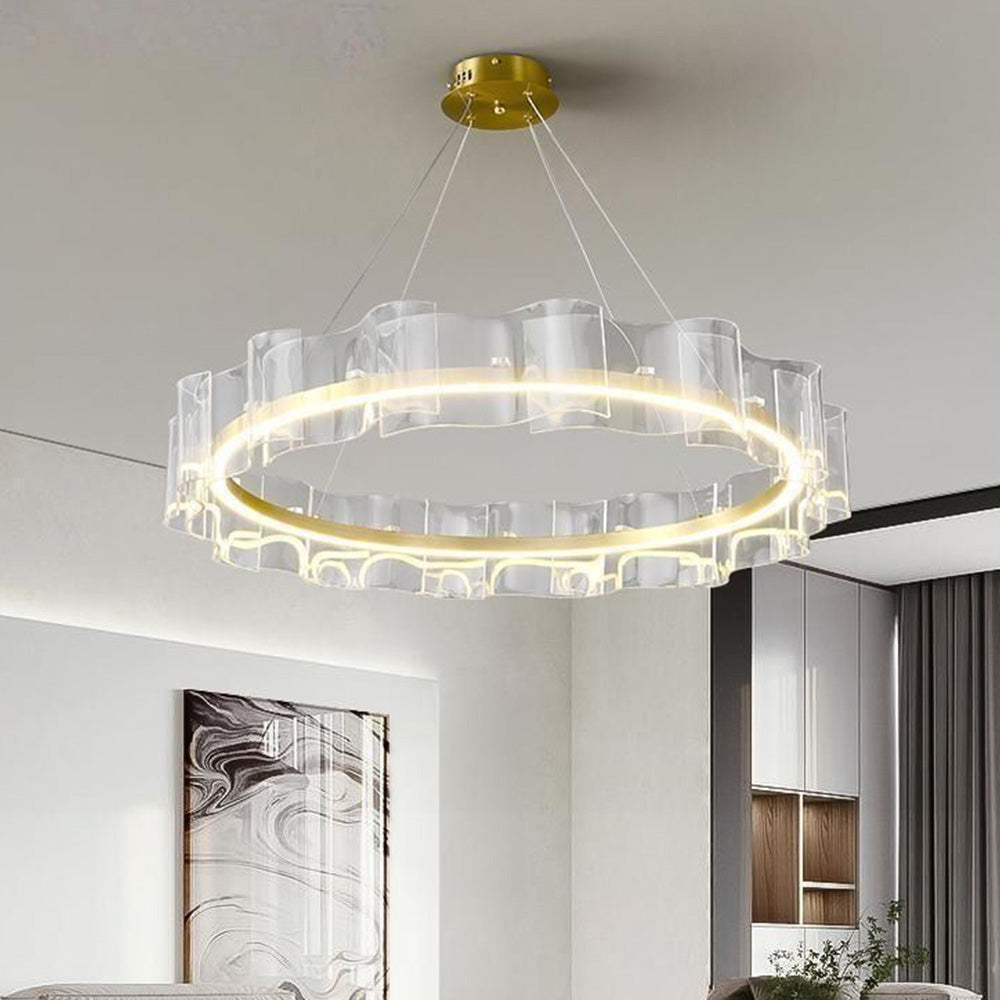 Evette Creative Ring Metal/Arcylic Pendant Light, Gold - Lumpaz