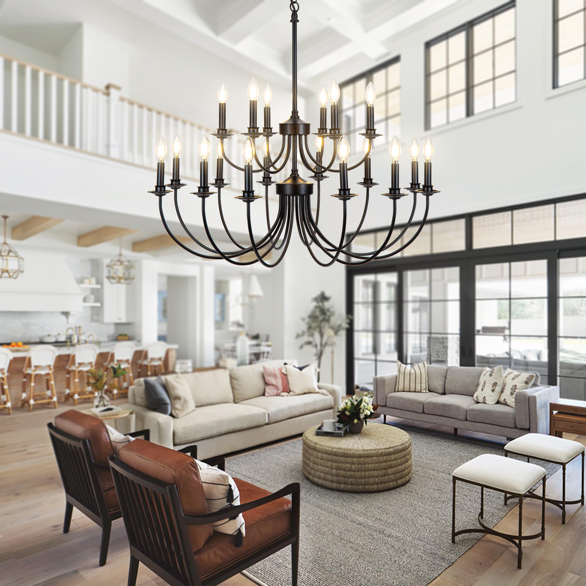 Silva LED Chandelier Black Metal Bedroom Living Room Ding Room - Lumpaz