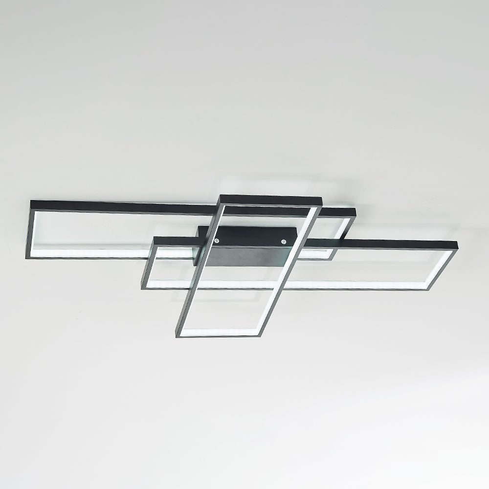 Bouvet Modern Metal Multi Rectangular Flush Mount Ceiling Light, Black/White - Lumpaz
