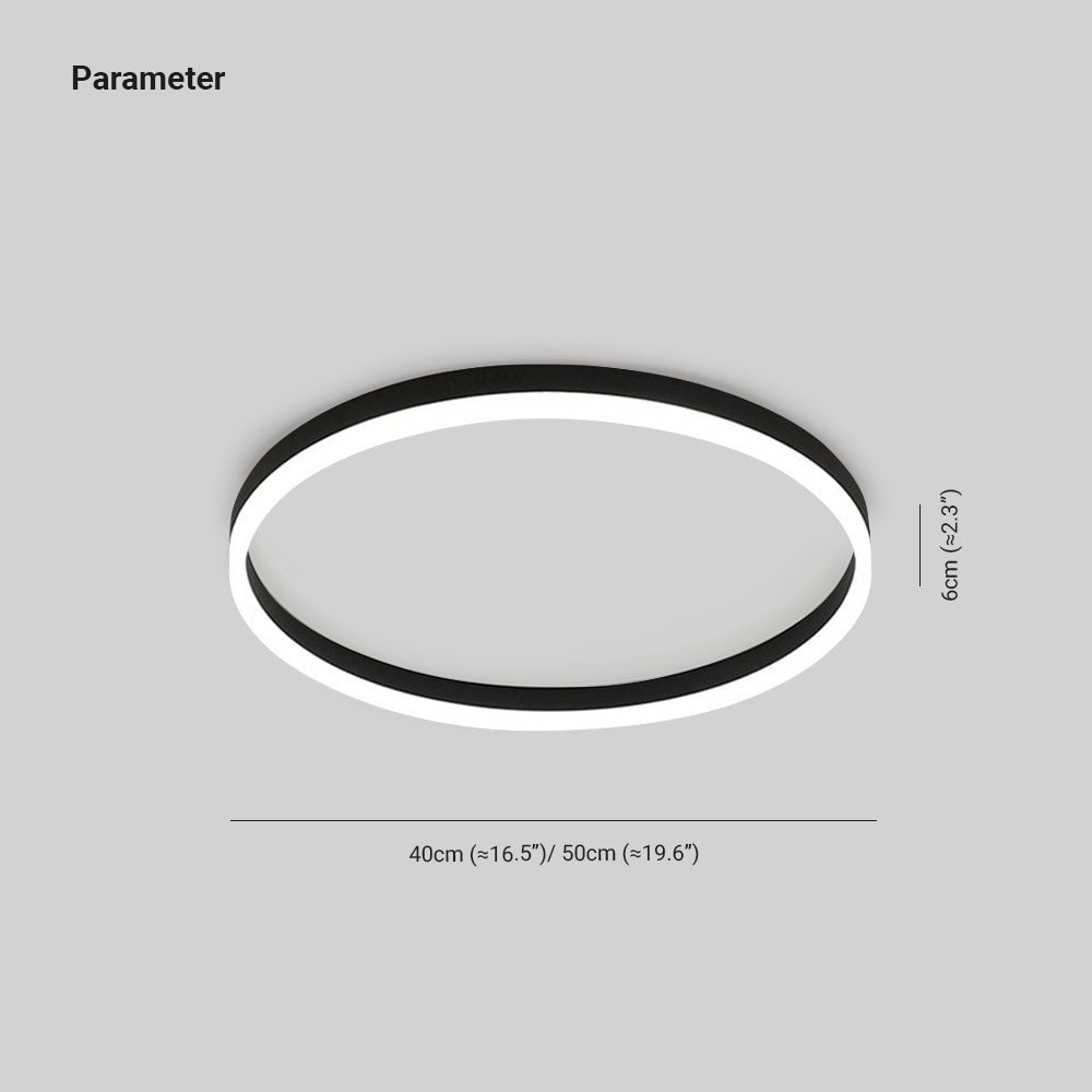 Quinn Minimalist Ring Hollow Metal Flush Mount Ceiling Light, Black - Lumpaz