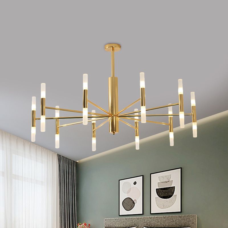 Marilyn Modern Cylindrical Metal Chandelier, Gold - Lumpaz