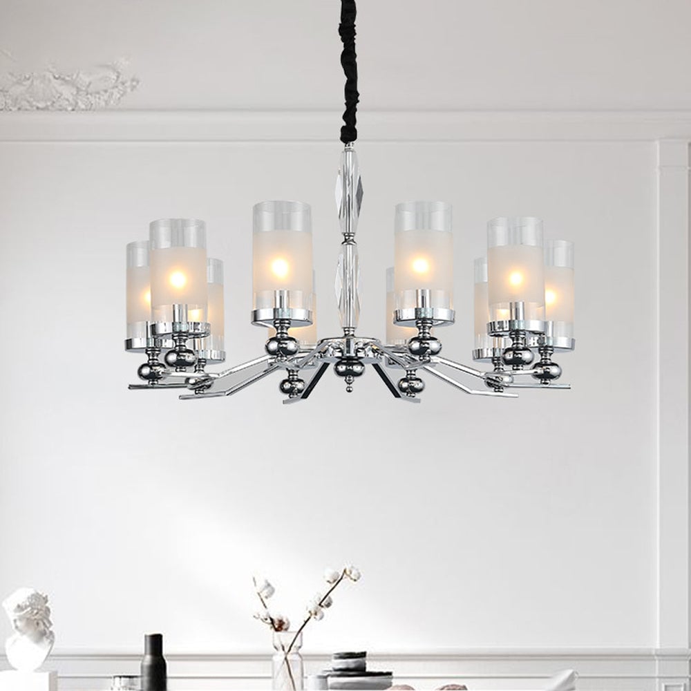Alessio Retro Silver Metal/Glass Chandelier/Wall Lamp, Living Room - Lumpaz