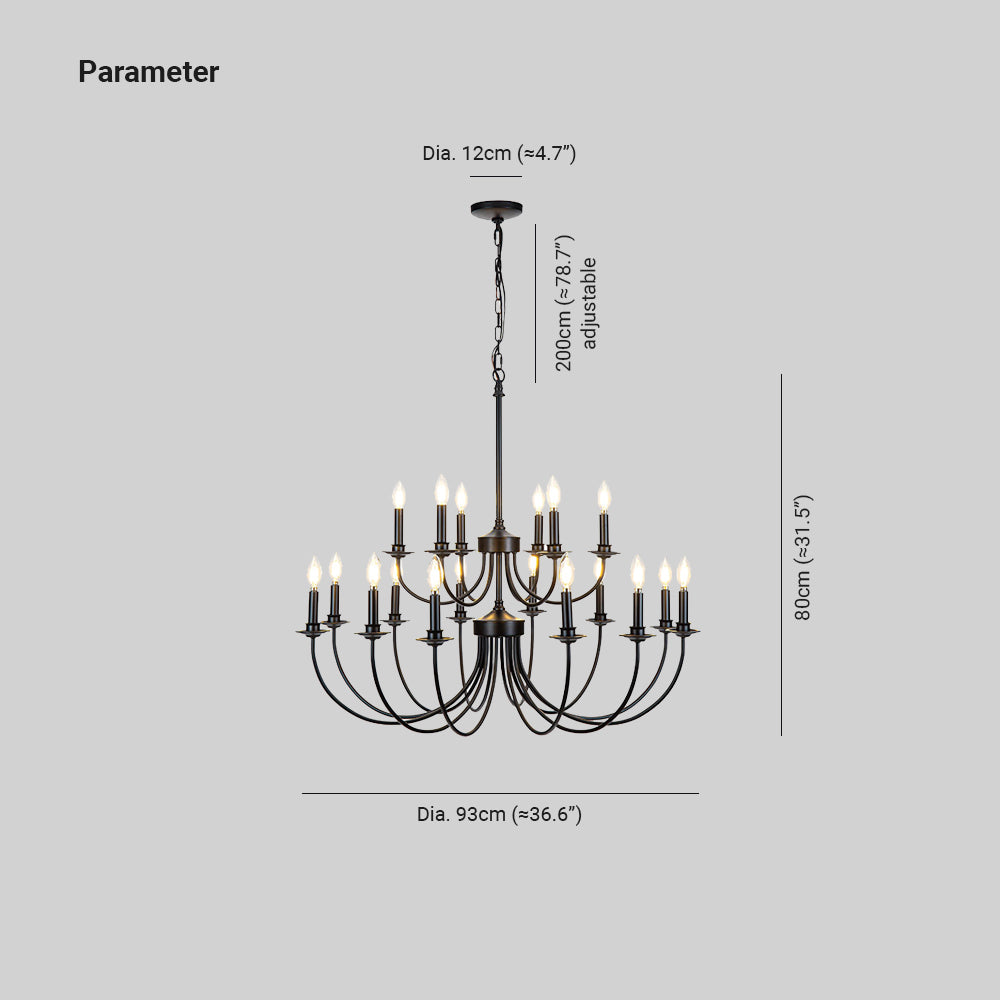 Silva LED Chandelier Black Metal Bedroom Living Room Ding Room - Lumpaz