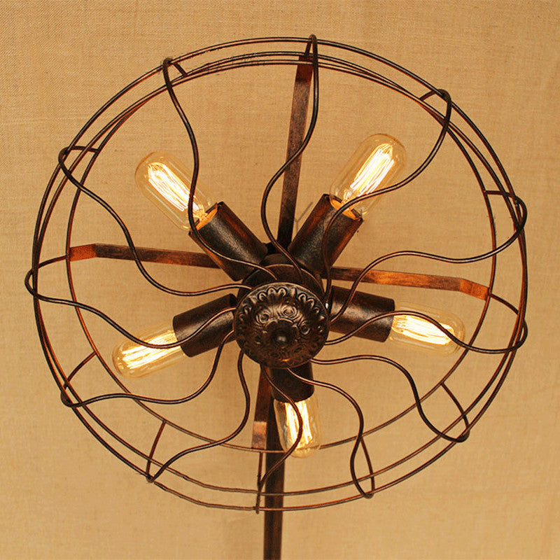 Alessio Creative Vintage Scalloped Design Metal Floor Lamp, Brown - Lumpaz