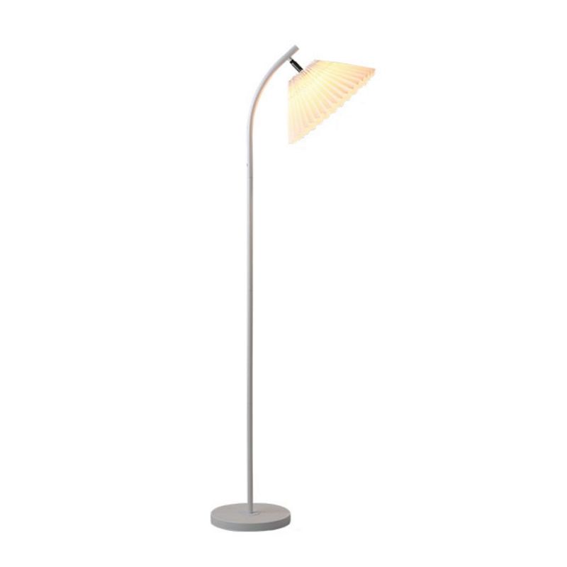 Ozawa Modern Arc Pleated Metal Fabric Floor Lamp, 3 Color - Lumpaz