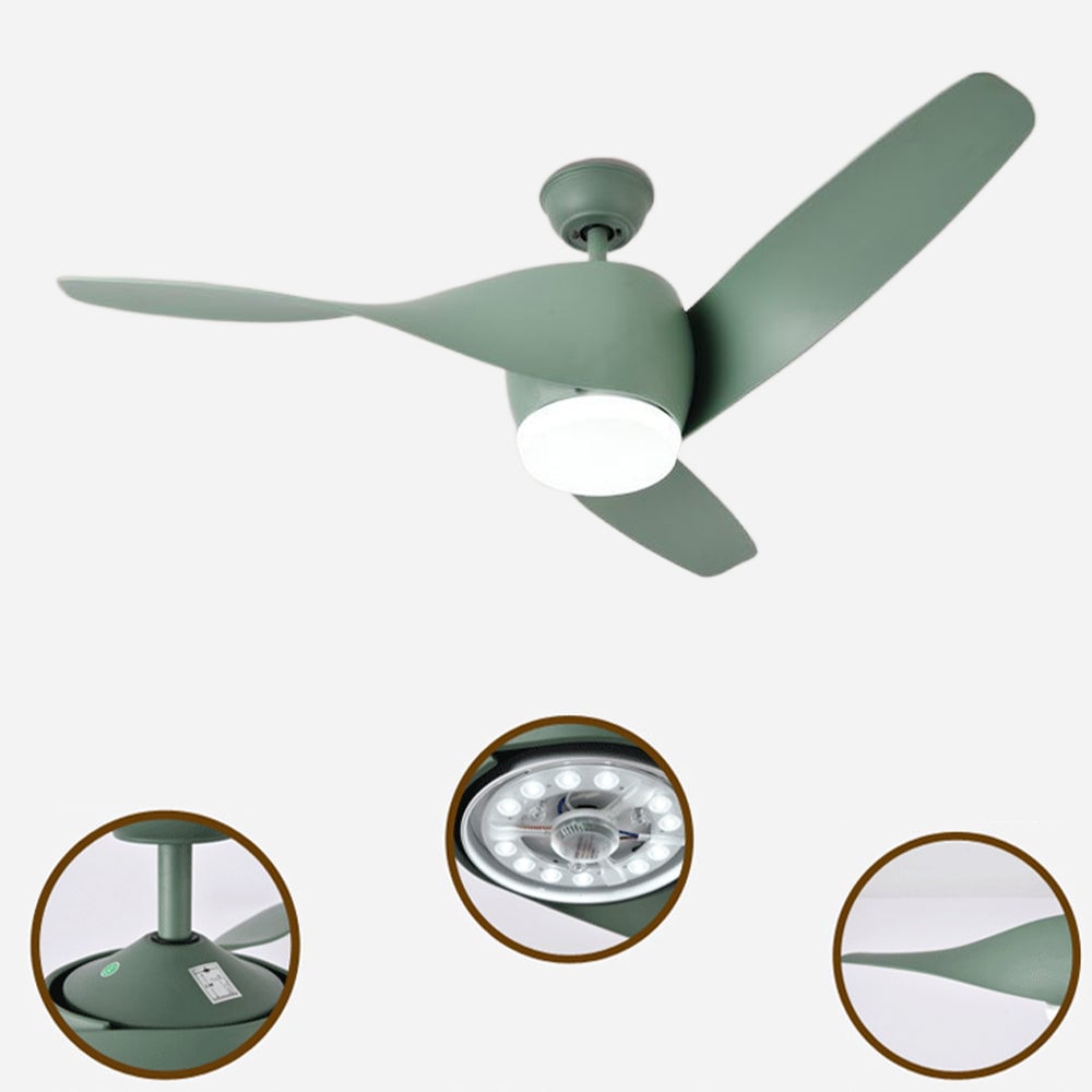 Garner 3-Blade Basic Ceiling Fan with Light, 4 Colors, DIA 52'' - Lumpaz