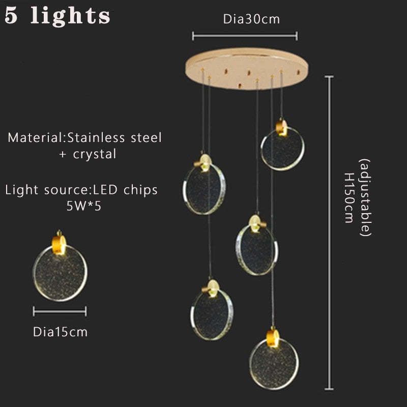 Kristy Minimalist Round  Metal/Crystal Chandelier, Gold - Lumpaz