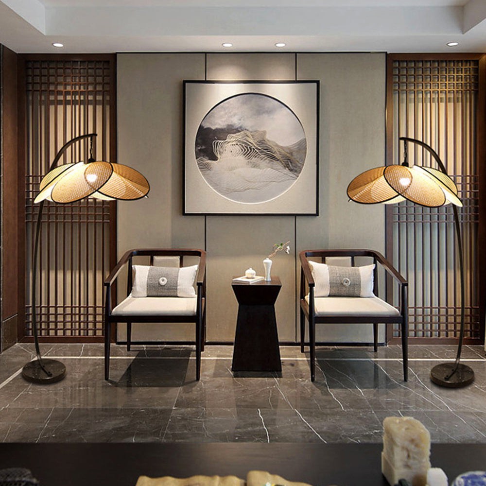 Ritta Artistic Flower Rattan/Willow Weave Floor Lamp - Lumpaz