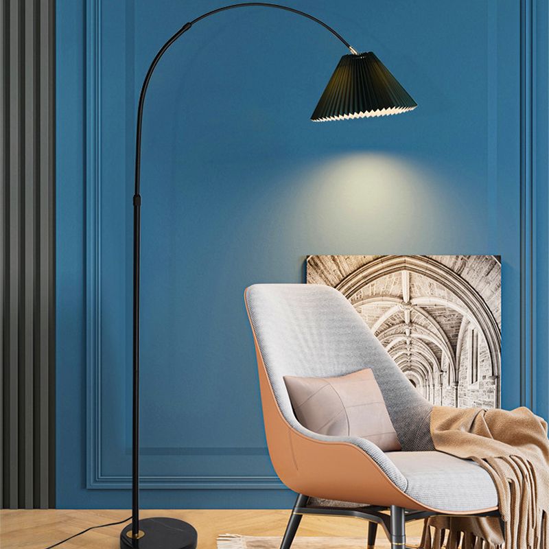 Eryn Floor Lamp Pleated Arc Nordic/Modern, Metal/Fabric, Multi-color, Study - Lumpaz