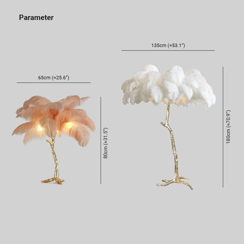 O'Moore Luxury Árbol Pluma/Resina Lámpara de Pie/Mesa, Multicolor