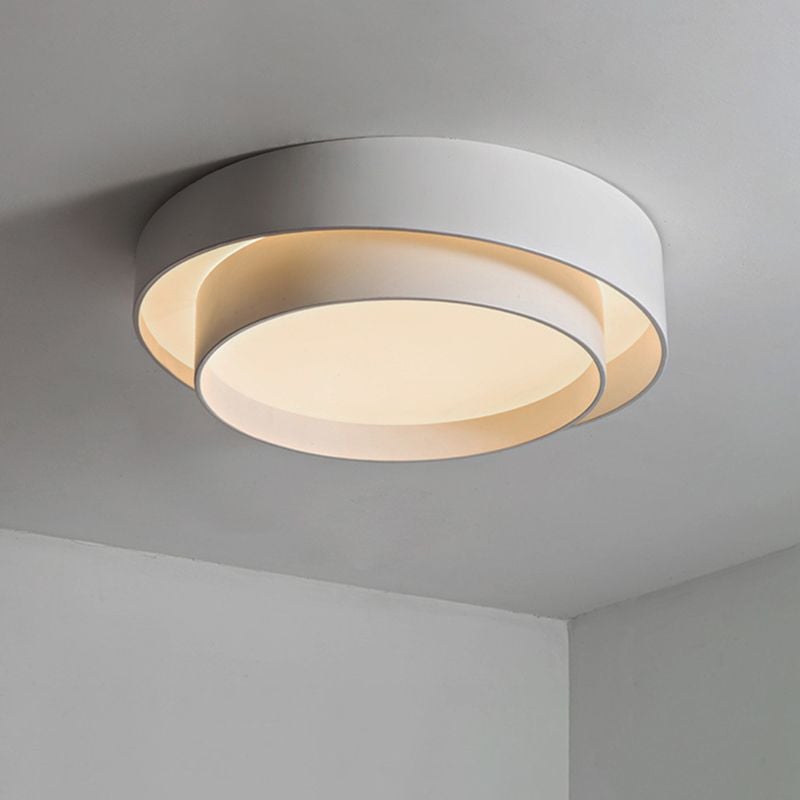 Quinn Nordic Art Deco White Circular Flush Mount Ceiling Light - Lumpaz