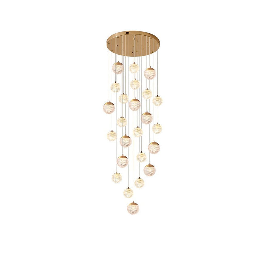 Jibril Multi Staircase Modern Art Deco Pendant Light, Gold - Lumpaz