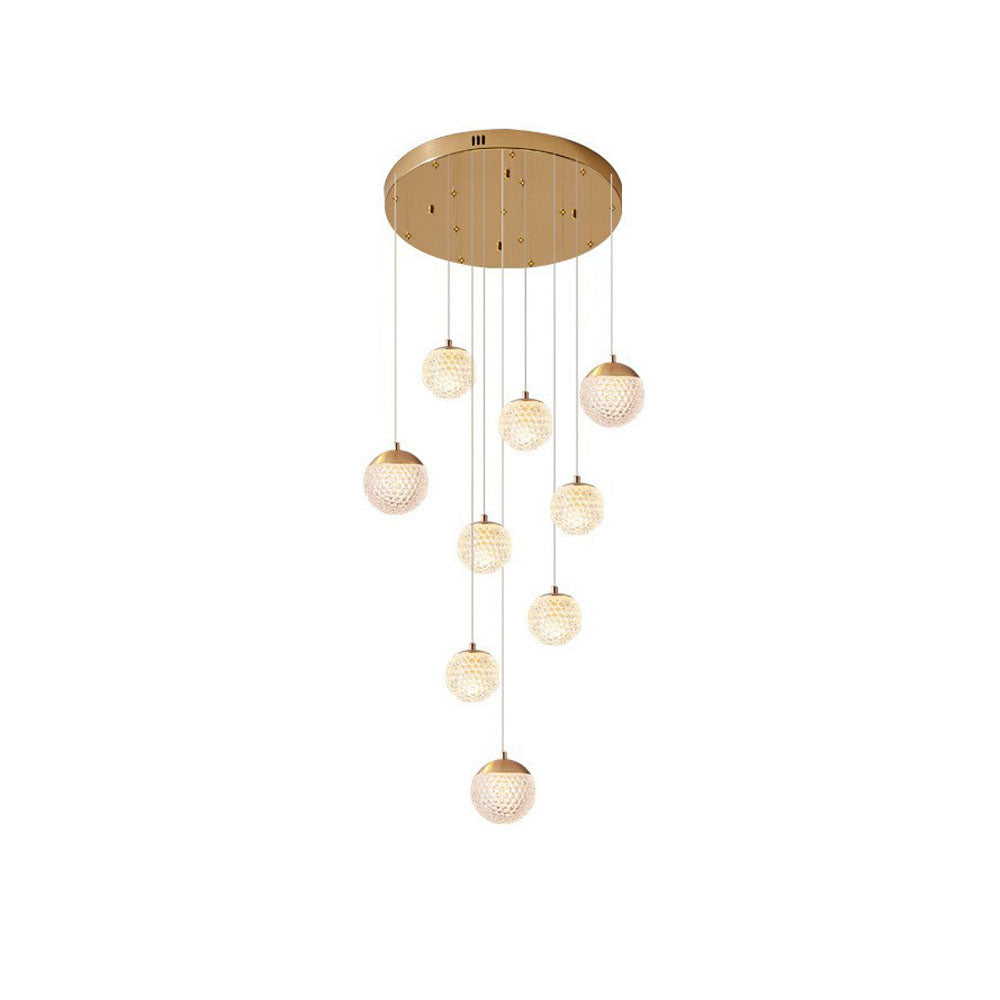 Jibril Multi Staircase Modern Art Deco Pendant Light, Gold - Lumpaz
