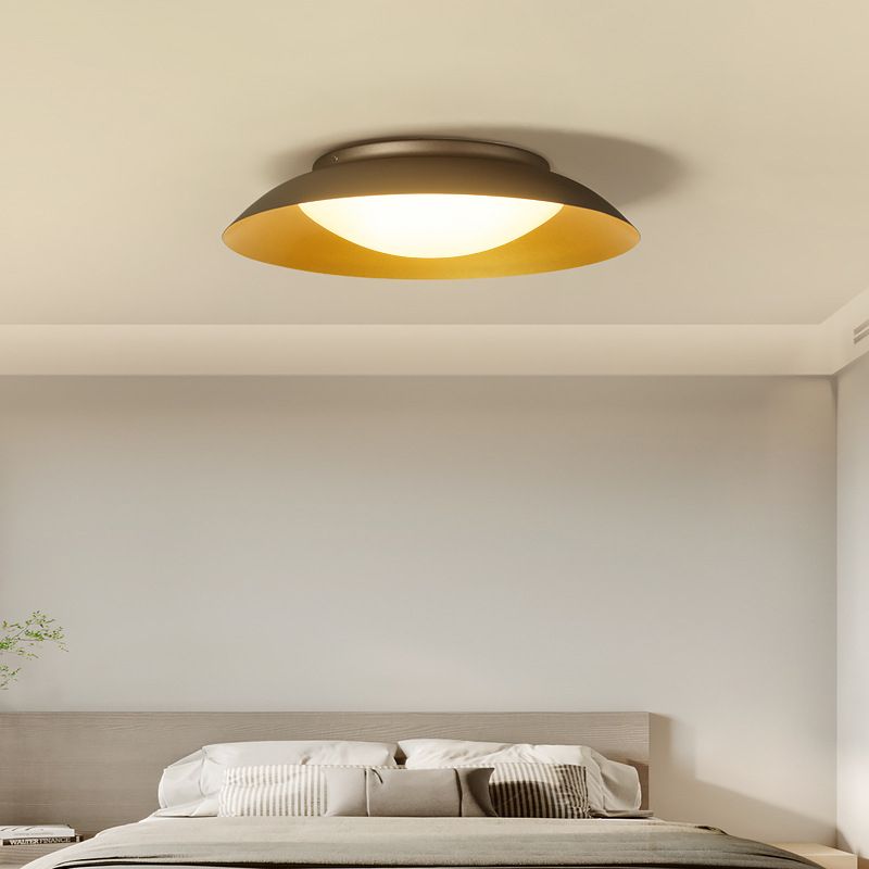 Carins Round Metal Flush Mount Ceiling Light, Brass - Lumpaz