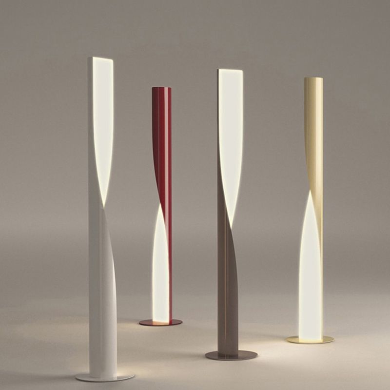 Edge Modern Minimalist Twisted Cylinder Metal Floor Lamp, White/Red/Gray/Gold - Lumpaz