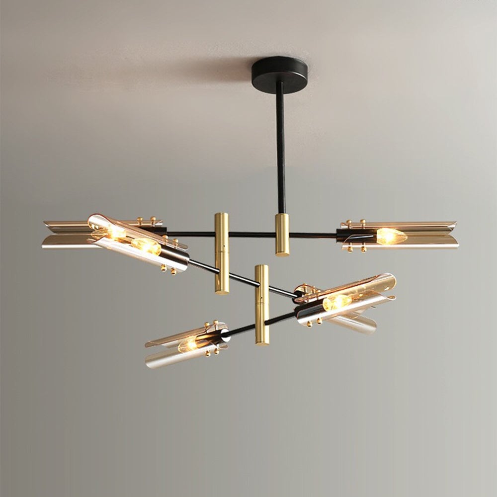 Sanna Modern Metal/Glass Semi-Flush Mount Ceiling Light, Gray/Amber - Lumpaz
