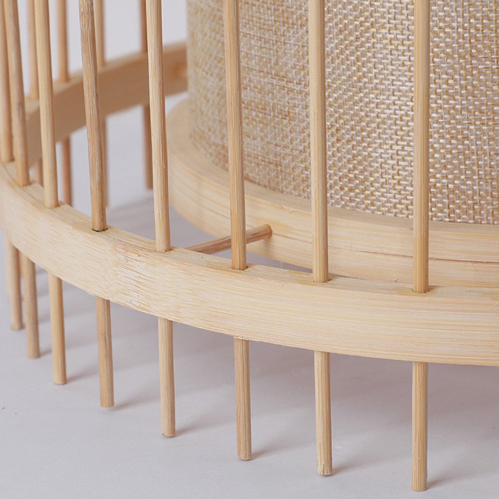 Ozawa Rustic Bottle Standing Floor Lamp, Rattan/Fabric, Bedroom - Lumpaz