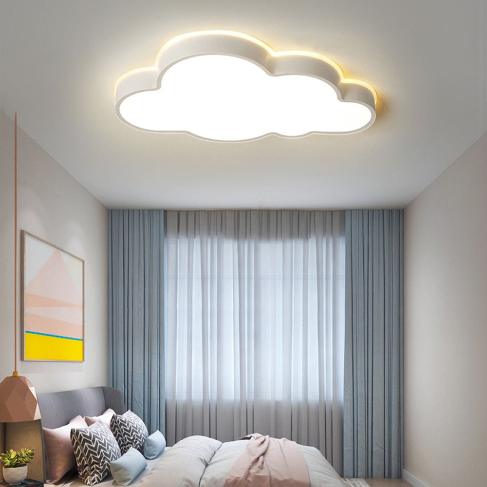 Minori Modern Flush Mount Cloud Ceiling Light, White, Metal - Lumpaz
