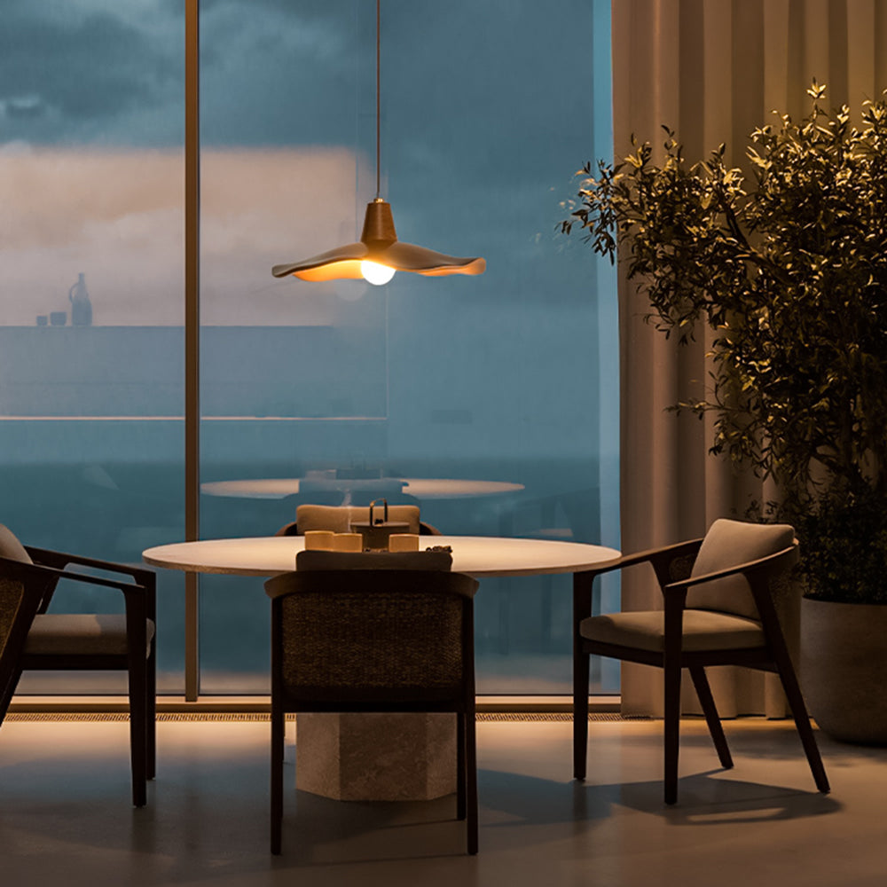 Carins Pendant Light Wave Retro, Mahogany/Resin, Dining Room - Lumpaz