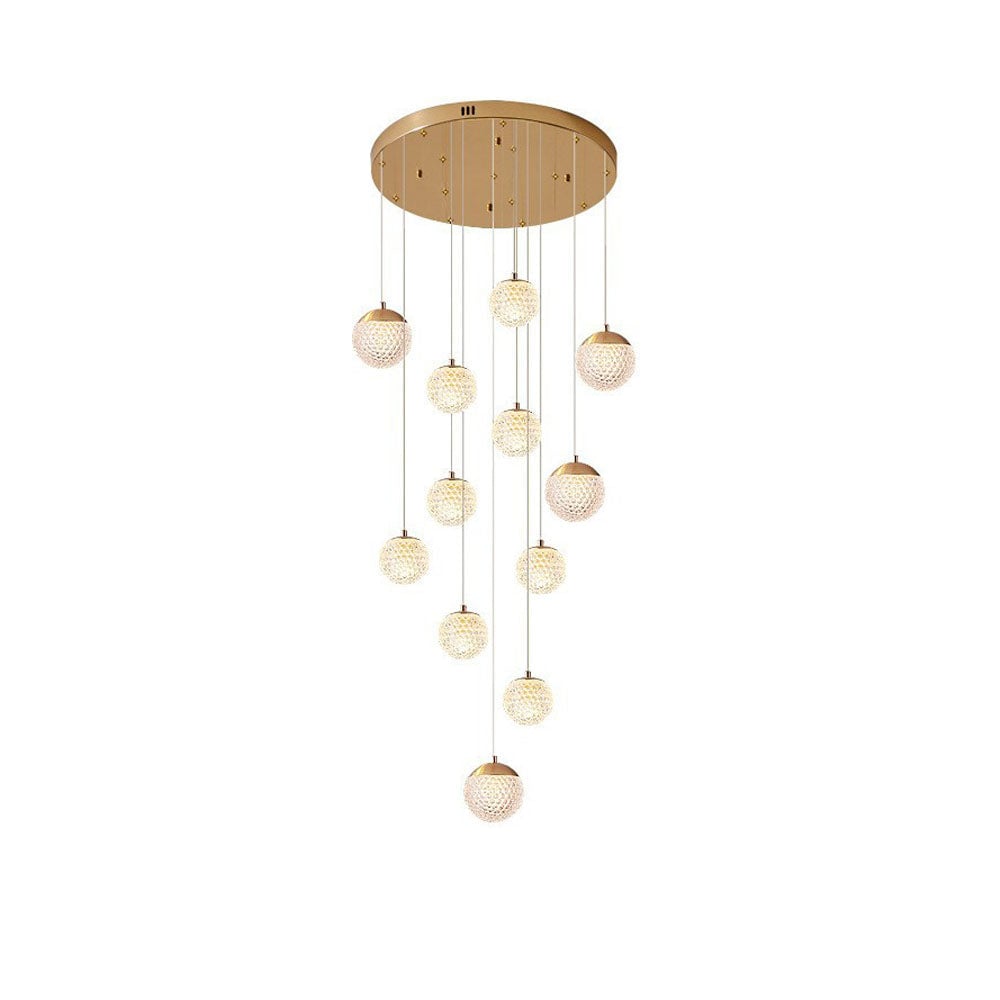 Jibril Multi Staircase Modern Art Deco Pendant Light, Gold - Lumpaz