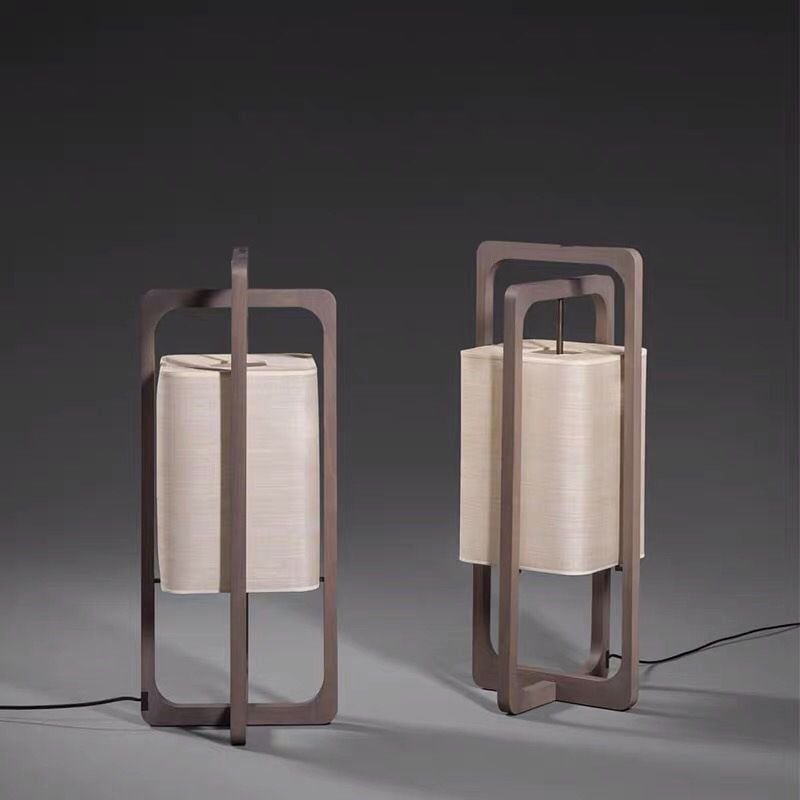 Ozawa Retro Rectangular Wood Fabric Floor Lamp - Lumpaz