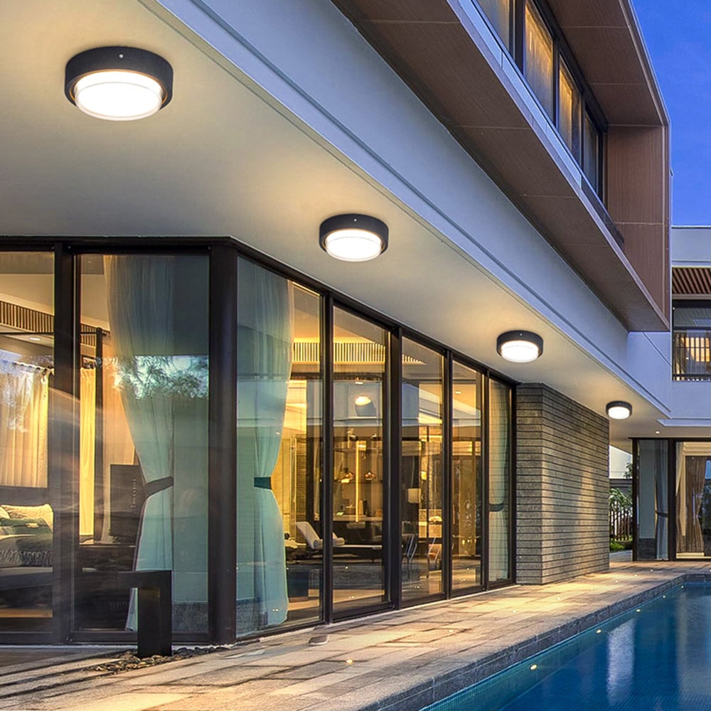 Orr Modern Flush Mount Ceiling Light, Metal/Acrylic, Square/Round, Black/Brown - Lumpaz