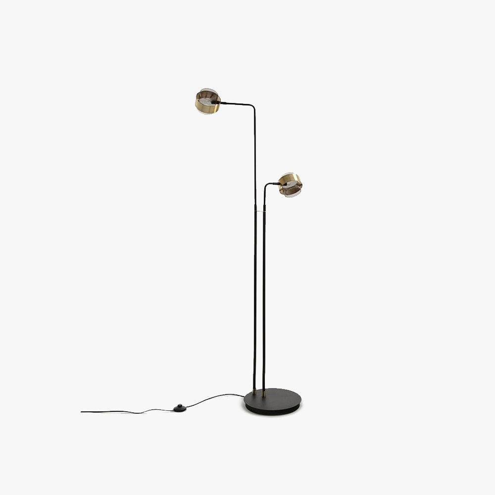 Salgado Modern Double Head Metal Glass Floor Lamp, Black - Lumpaz