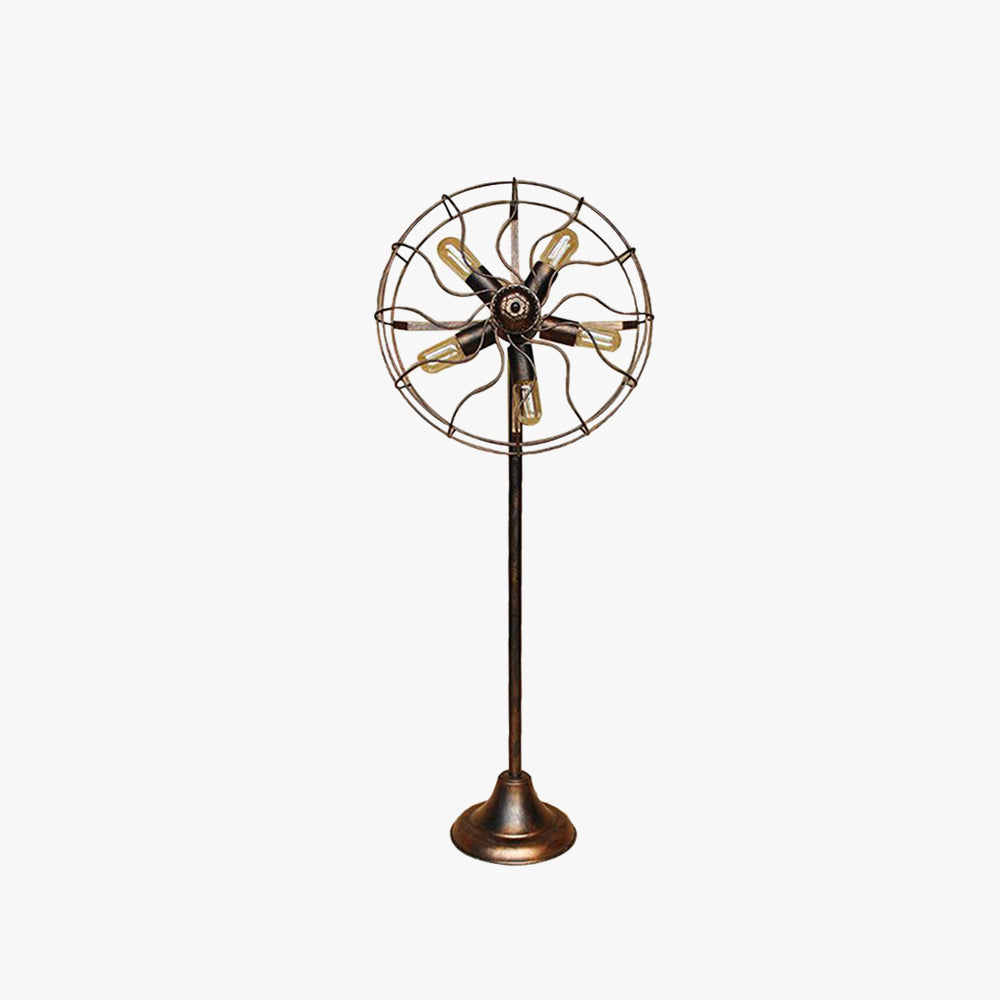Alessio Creative Vintage Scalloped Design Metal Floor Lamp, Brown - Lumpaz