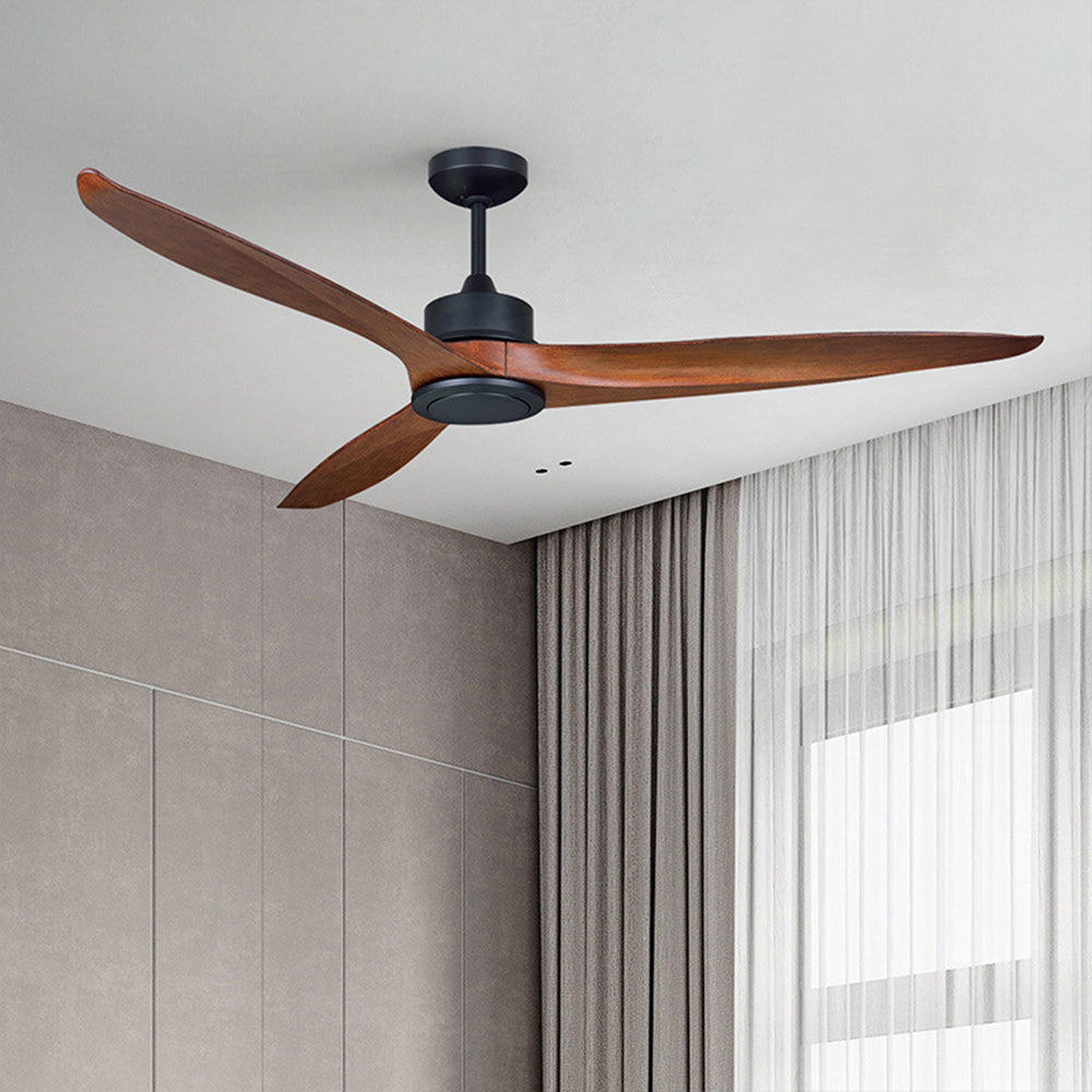 Haydn 3-Blade Black DC Ceiling Fan, Metal & Wood, Summer, 52'' - Lumpaz