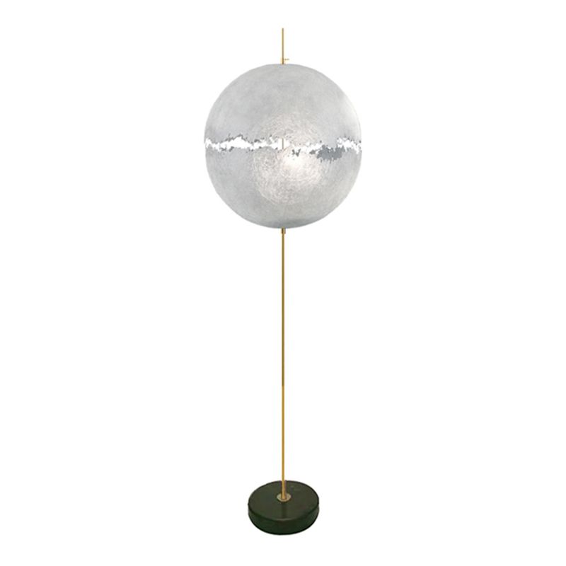 Elif Modern Moon Globe Metal Resinn Floor Lamp, Gold/Silver - Lumpaz