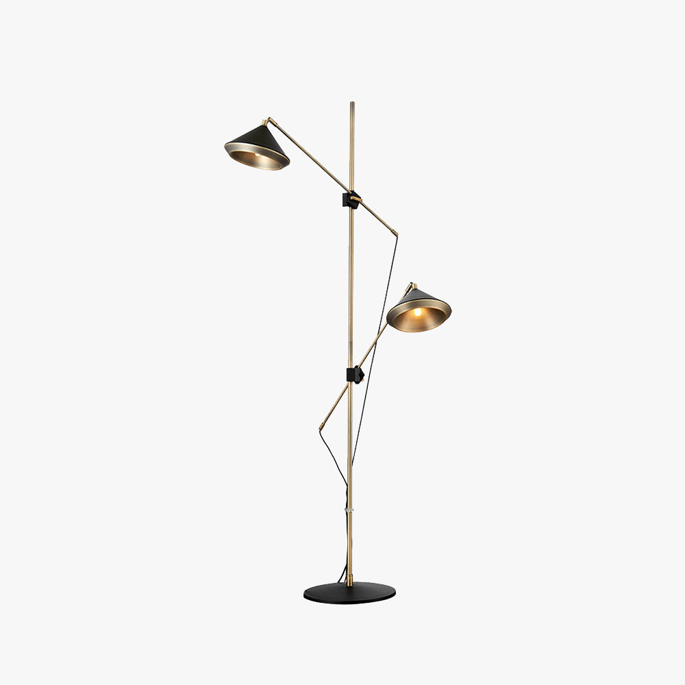 Carins Vintage Metal Tall Standing Floor Lamp, Black/Brass - Lumpaz