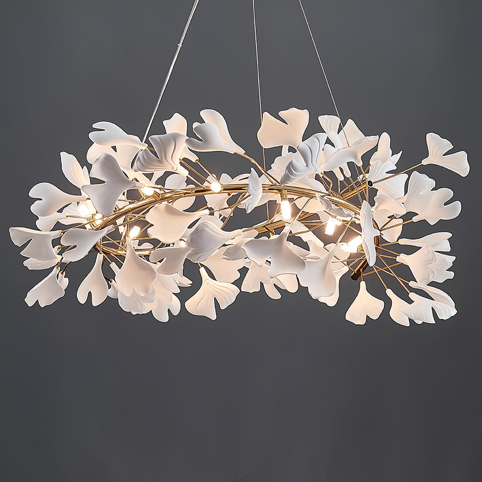 Olivia GinkLuxe Modern Golden LED Chandelier, Metal & Ceramic - Lumpaz