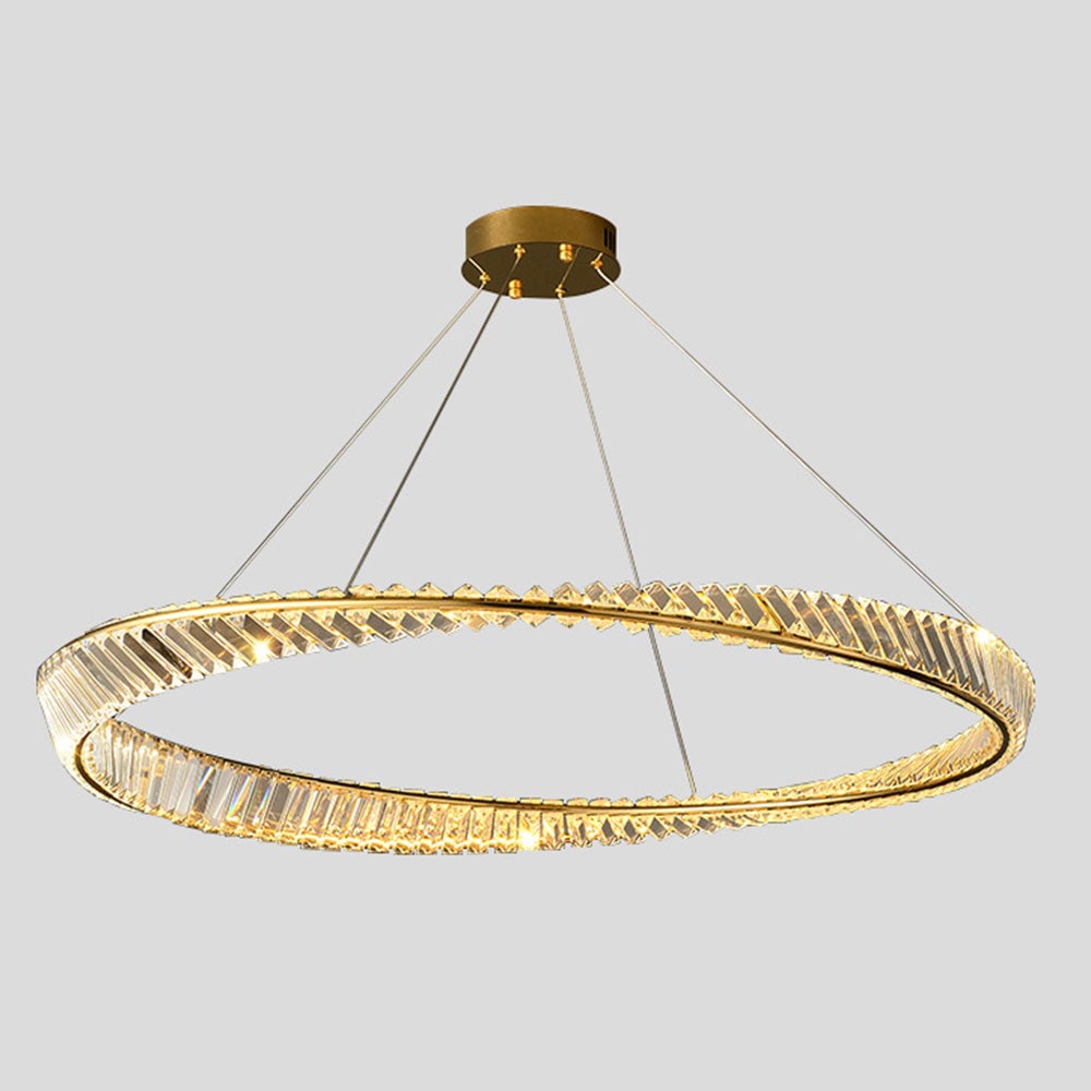Kirsten Modern Luxury Round Metal/Glass Chandelier, Gold - Lumpaz