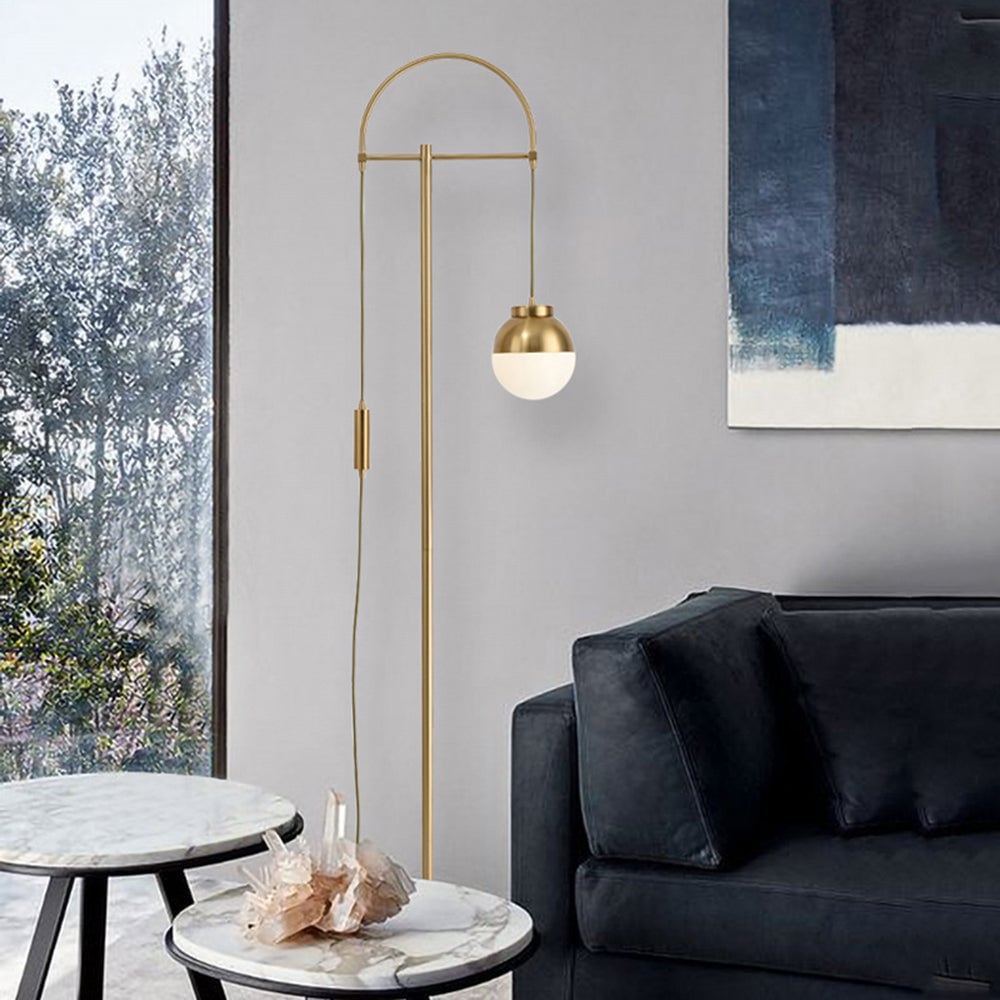 Valentina Modern Arch Glass/Metal Floor Lamp, Gold - Lumpaz